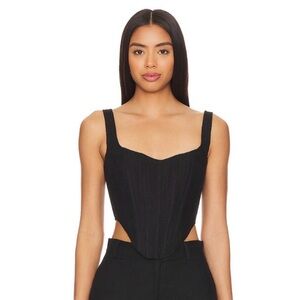 Bardot Black Linen Bustier